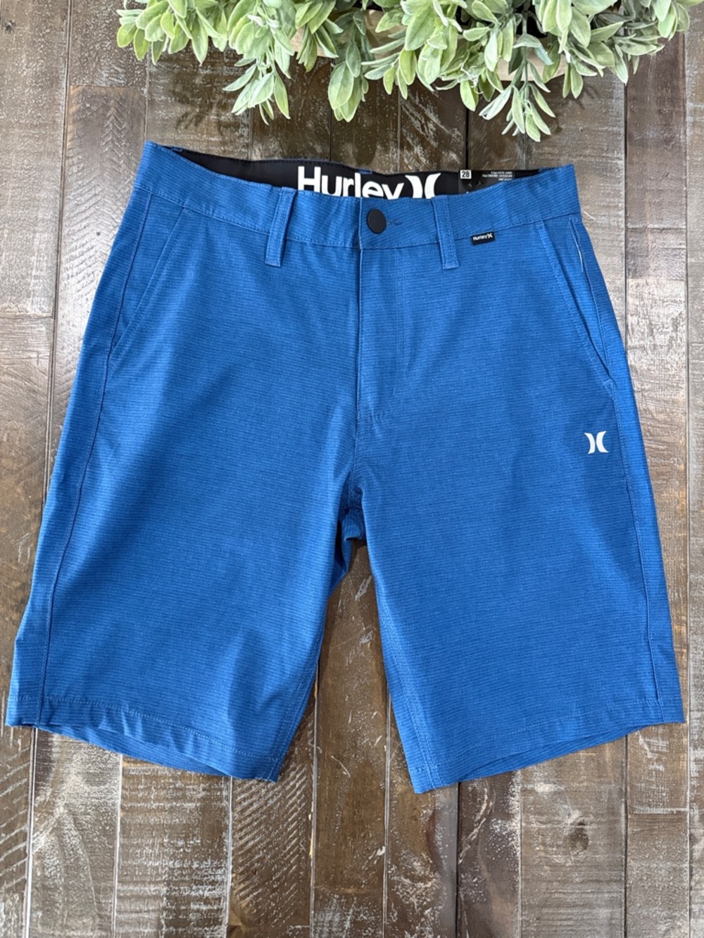 NWT Hurley Men's Hybrid Printed Walk Shorts - Sea View Blue - Size 28